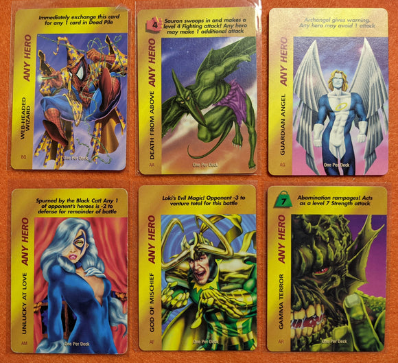 rare marvel overpower cards Marvel Overpower ANY HERO OP Promo Set of 6 – theOrangeKing Collectibles
